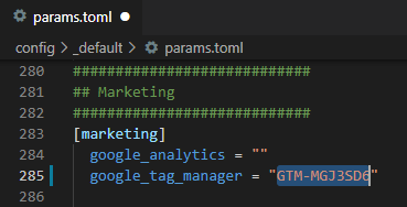 Adding Google Tag Manager tag in HUGO website